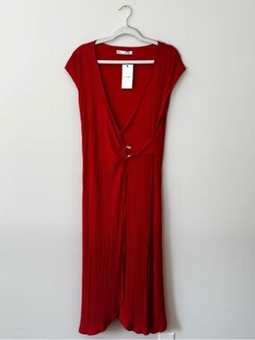 NWT Sfera European Faux Wrap Midi Dress, Berry Pink – Size XL